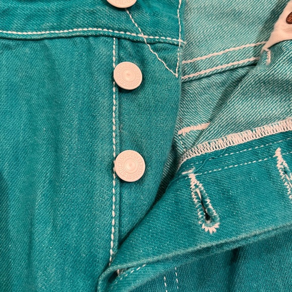 Levi’s 501 Mens/Unisex Button-Fly Teal Jeans - Picture 4 of 13